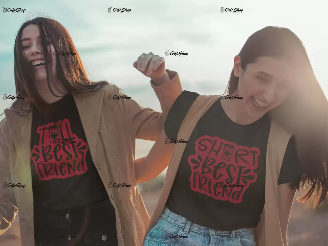 Short & tall best friends, set 2 tricouri cu mesaje.